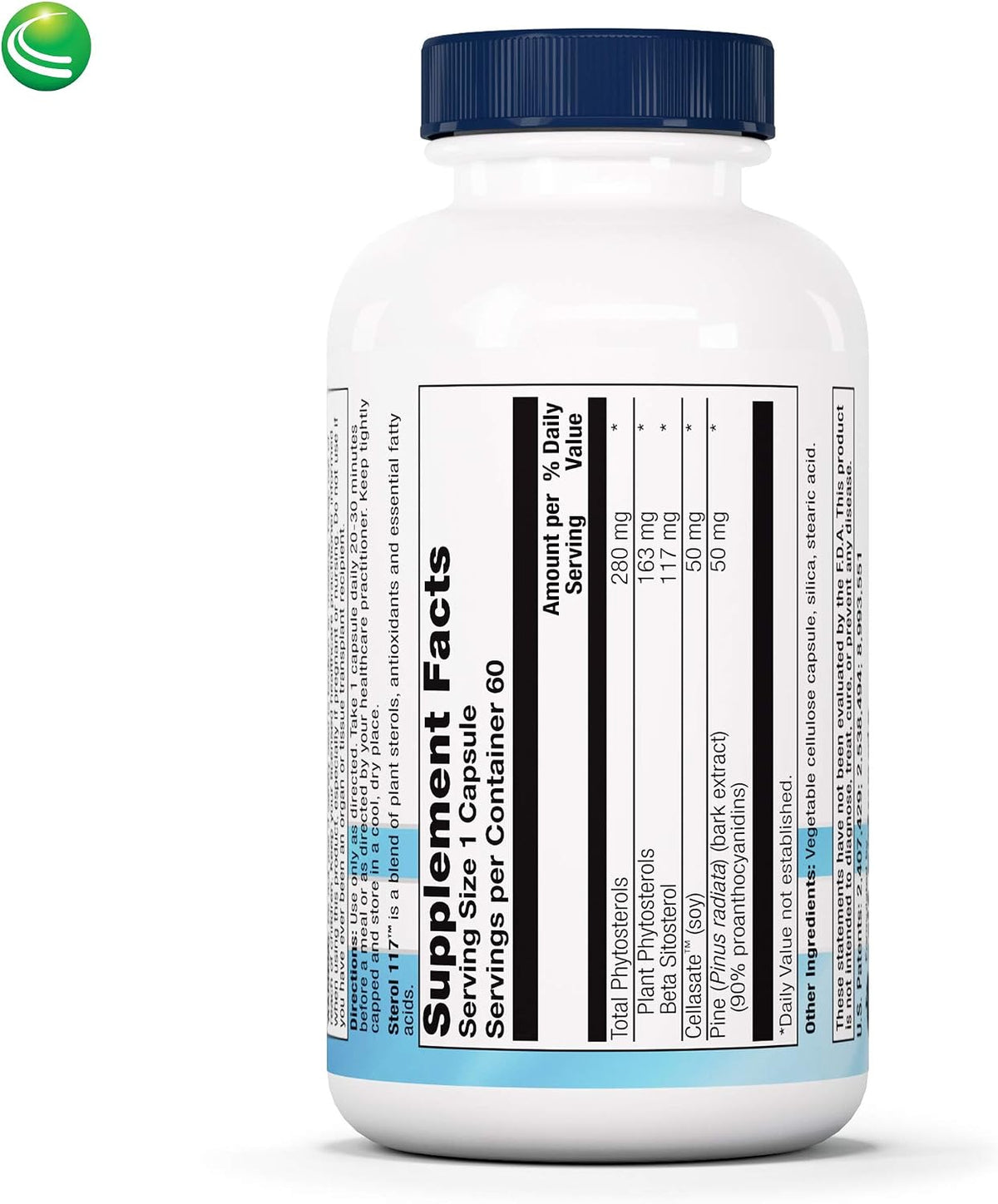 Sterol 117 - Plant Sterols Supplement with Beta Sitosterol, 60 Vegetarian Capsules - görsel 2