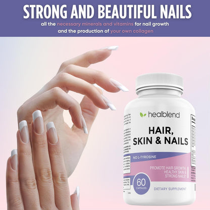 healblend Hair Skin and Nails Vitamins for Women with Biotin 5000 mcg, Iron and Manganese | Vegan, Non-GMO | 60 Capsules (2)