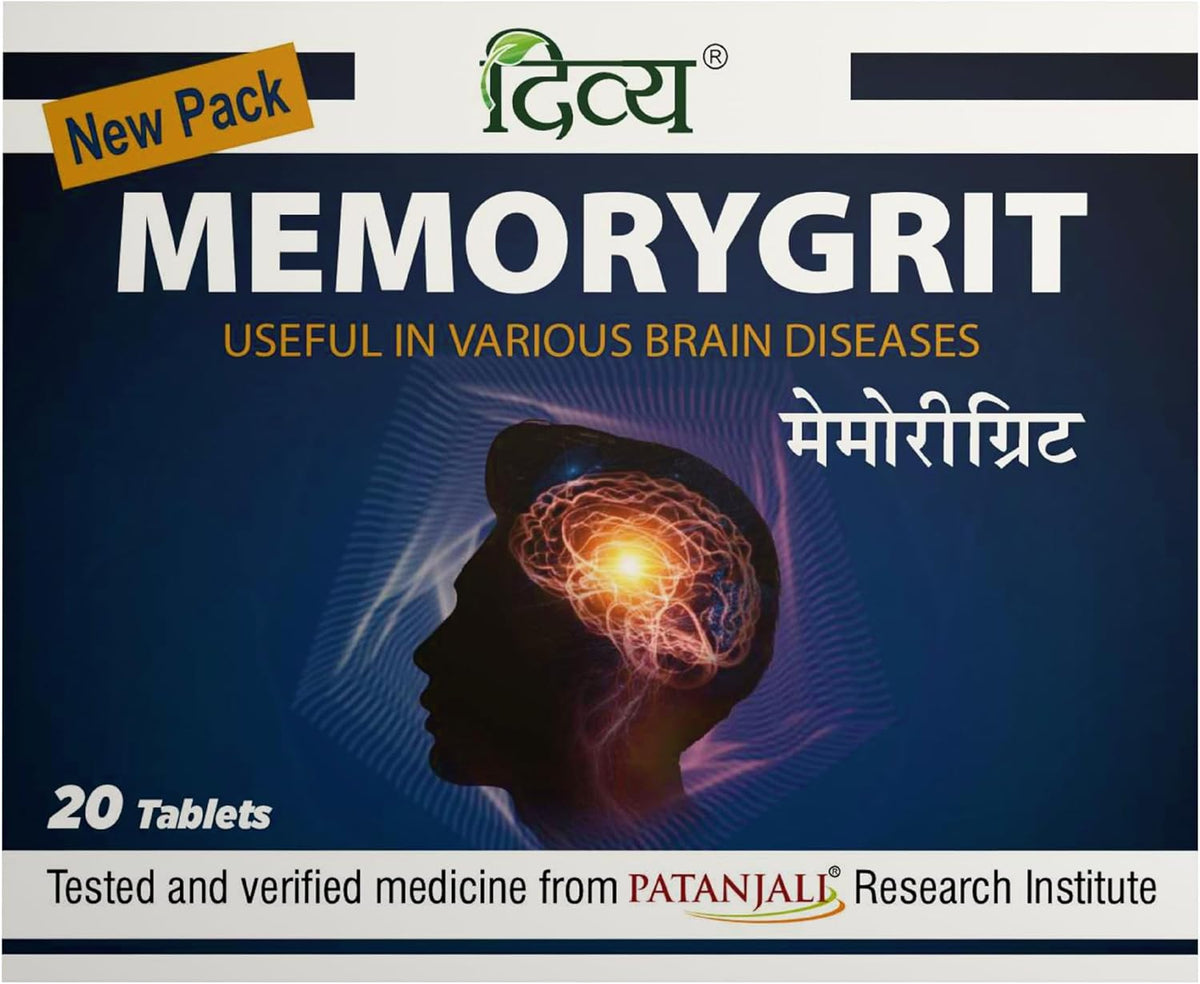 Patanjali Divya Memorygrit – Ayurvedic Food Supplement for Memory, Focus and Brain Health (20 Tablets) - görsel 1