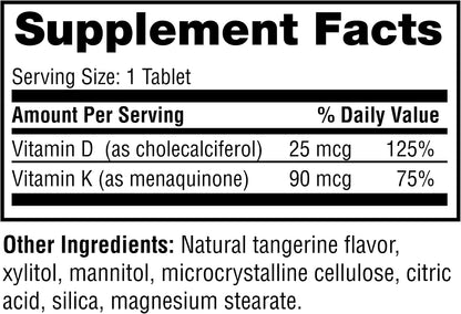 Twinlab Vitamin D3 1000 + K2 Dots - 60 Tablets