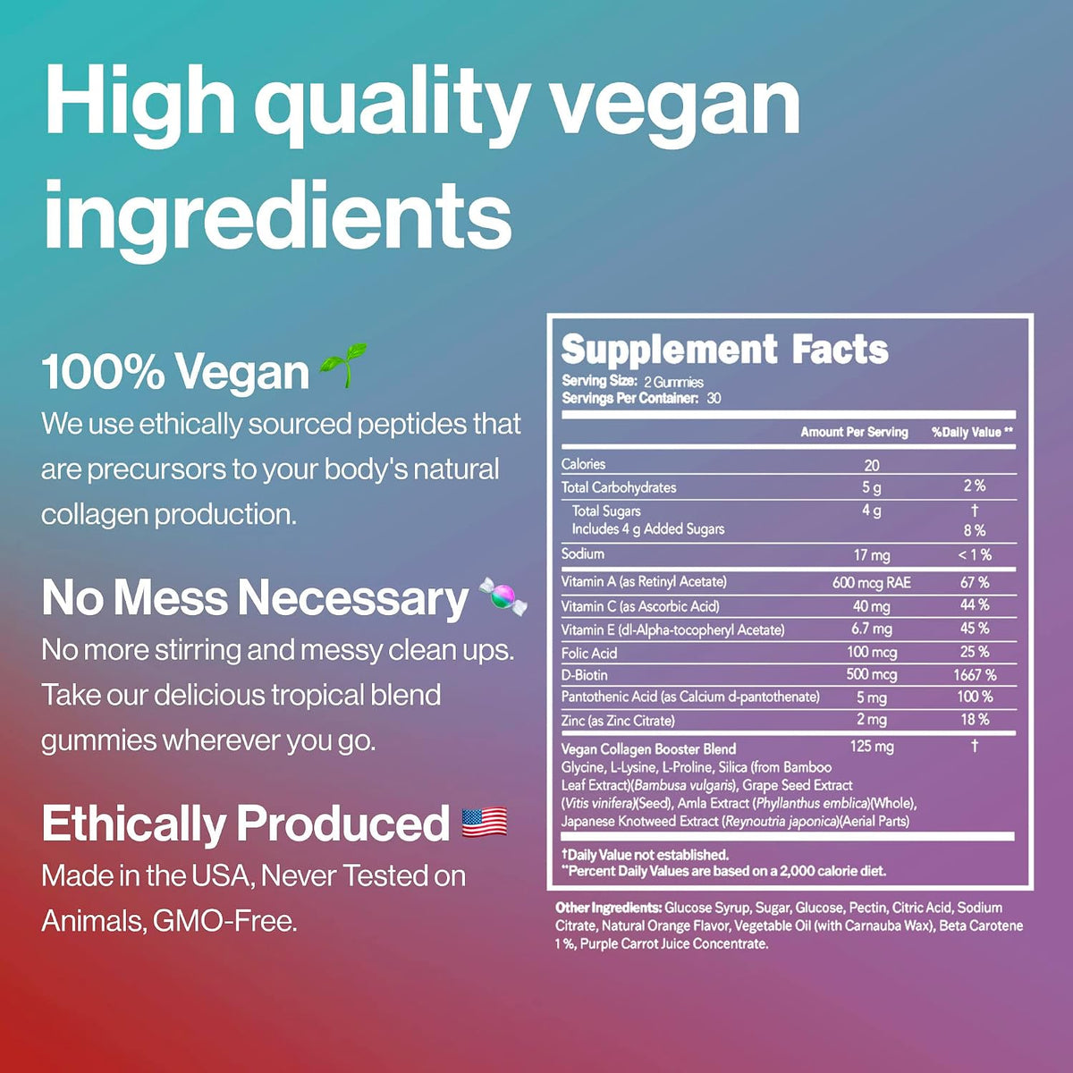 Habit + Habitat Vegan Beauty Support Gummies - Collagen Booster with Biotin, Vitamins C, A, E, Folic Acid - 60 Gummies - görsel 4