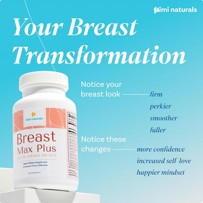 KIMI Naturals Breast Max Plus - Breast Support Supplement with Fenugreek, for Breast Firmness, 90 Capsules