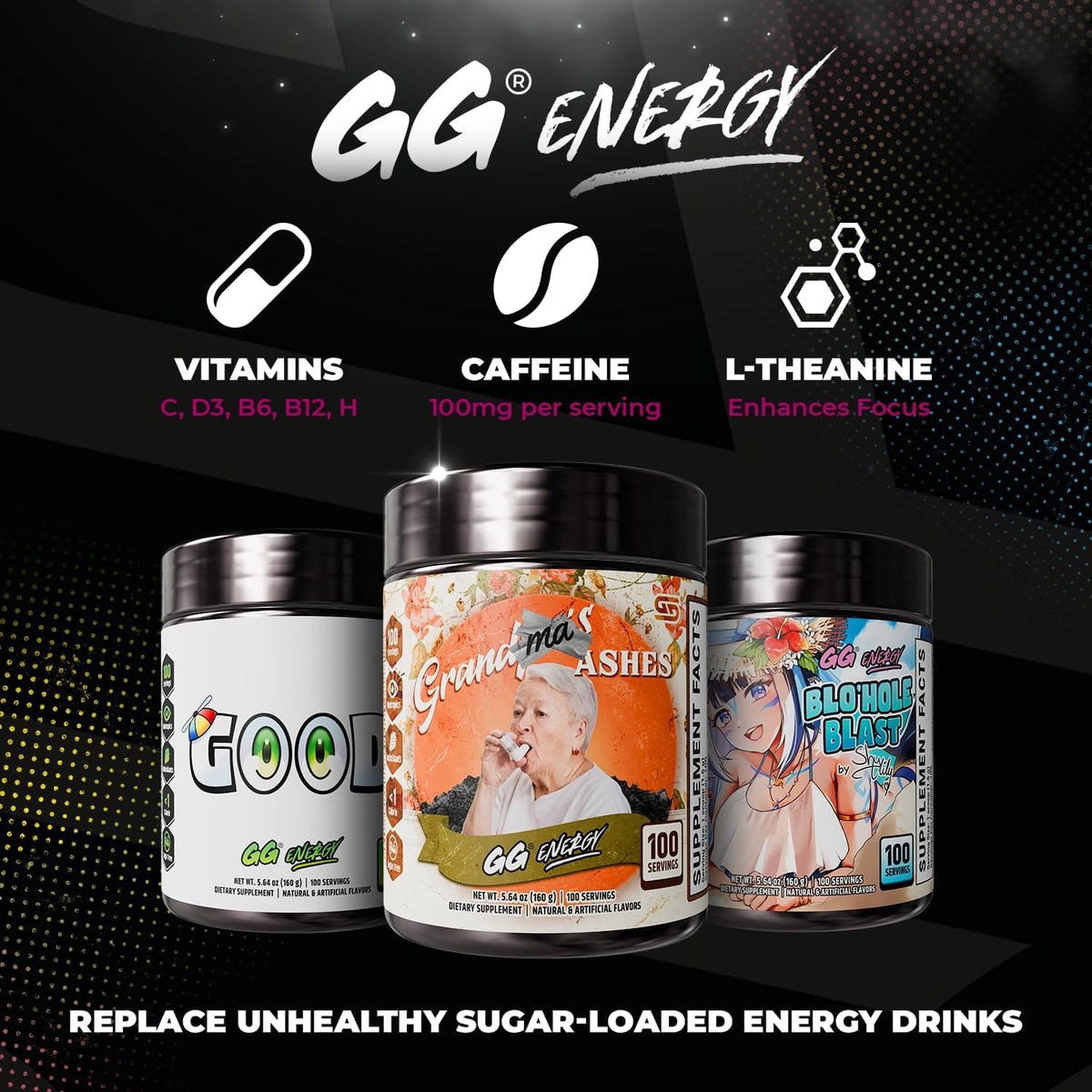 Gamer Supps GG Energy - Grandma's Ashes by Goons (100 Servings) - Keto-Friendly Gaming Energy and Nootropic Blend - görsel 8