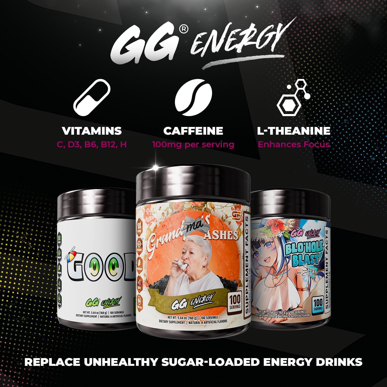 Gamer Supps GG Energy - Grandma's Ashes by Goons (100 Servings) - Keto-Friendly Gaming Energy and Nootropic Blend - görsel 8