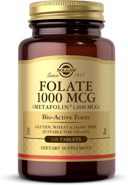 Solgar Folate 1000 mcg - Bio-active Metafolin - 120 Tablets