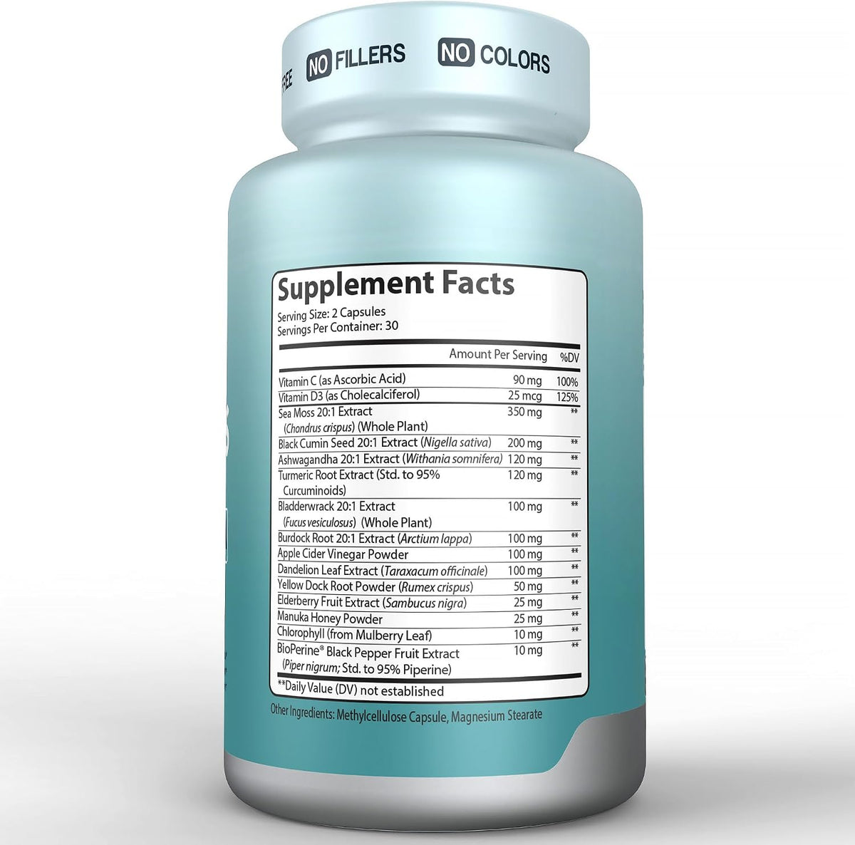 Herbtonics Sea Moss, Black Cumin Seed, Ashwagandha, Burdock Root & Apple Cider Vinegar Complex - 60 Capsules - görsel 9