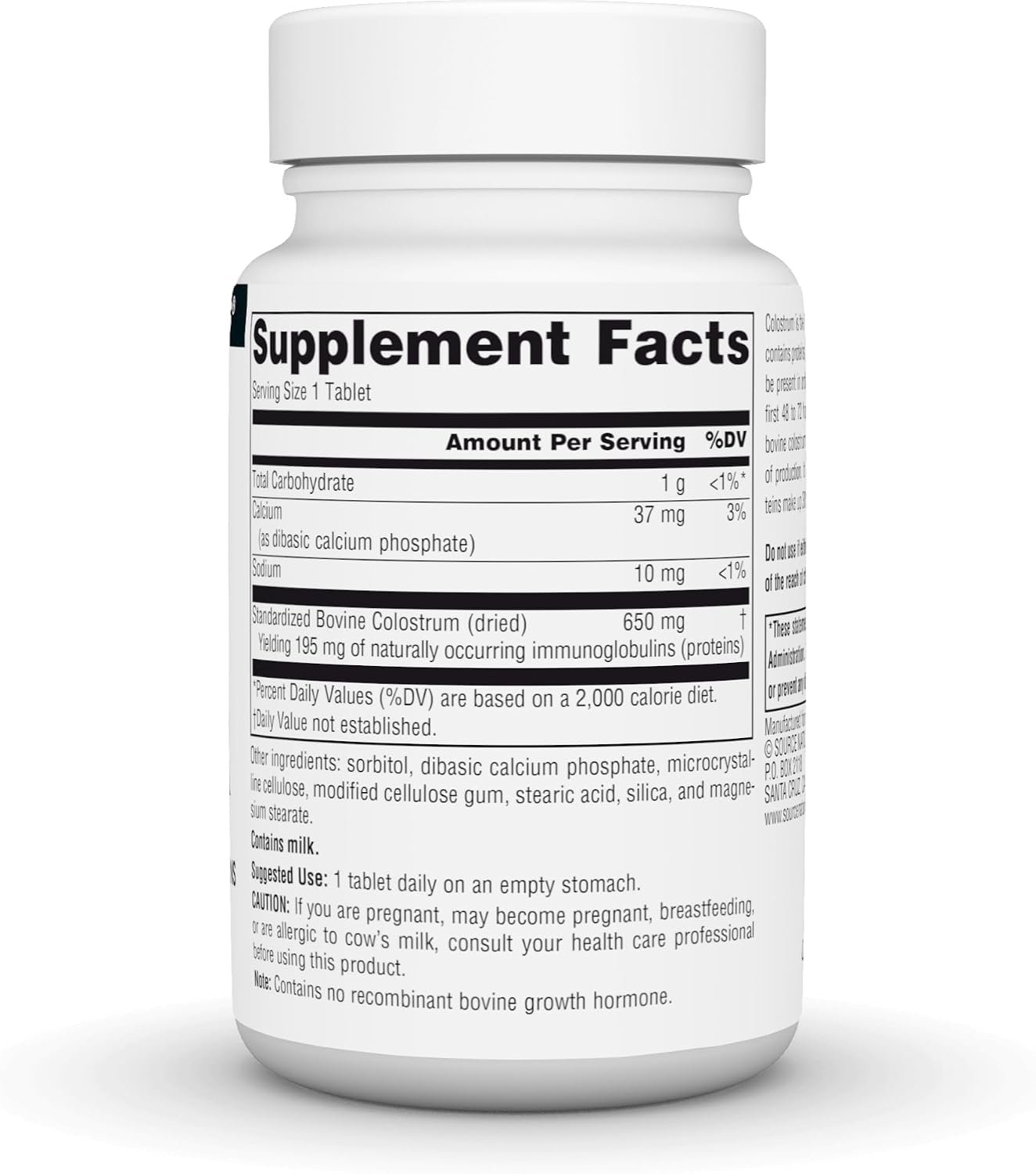 Source Naturals Colostrum - Standardised to 30% Immunoglobulins - 650 mg - 30 Tablets - görsel 2