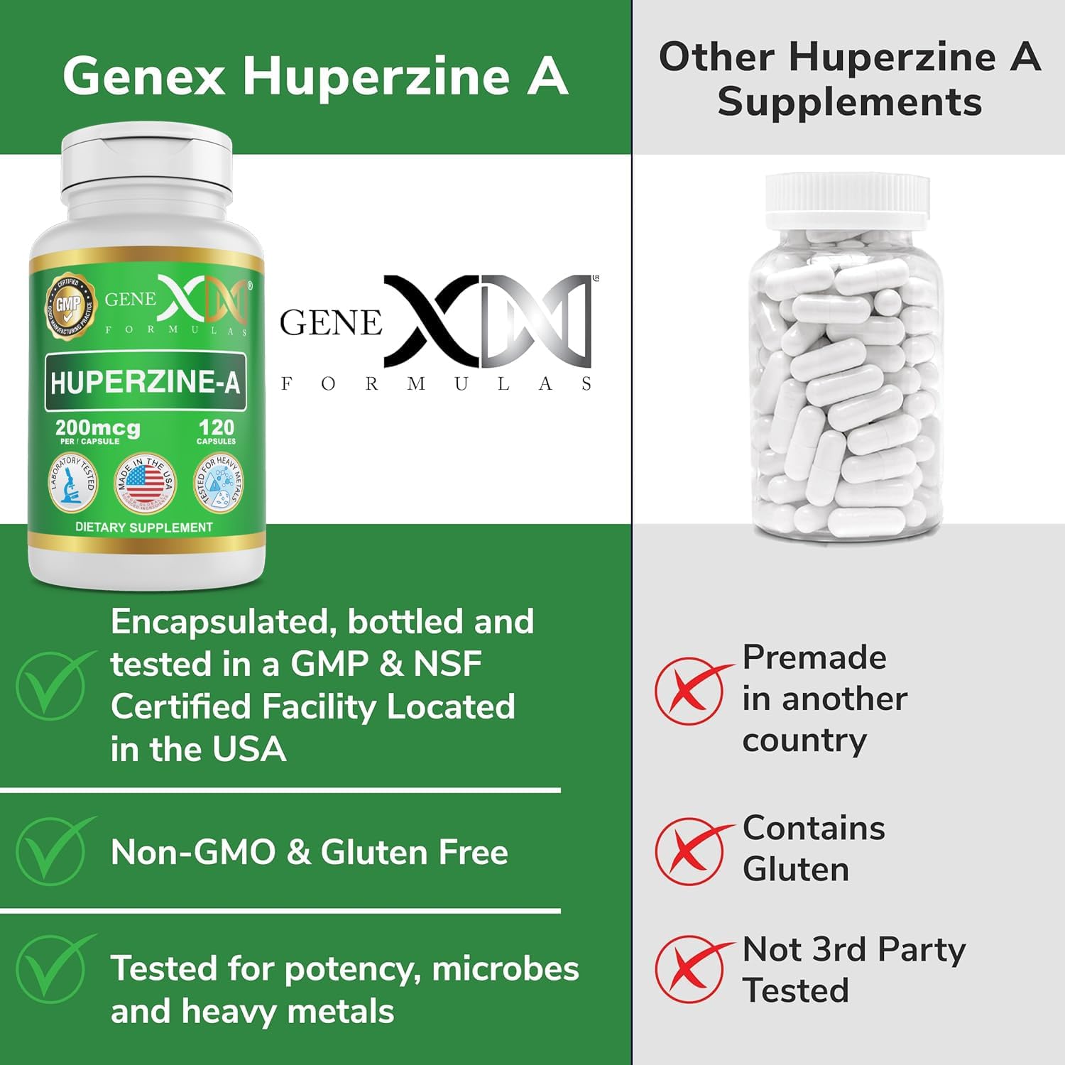 Genex Formulae Huperzine A 200mcg (120 Capsules) – Nootropic for Memory, Focus and Cognitive Health - görsel 6
