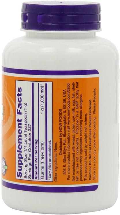 NOW Foods Taurine Powder 227 g (8 oz) (Pack of 2)