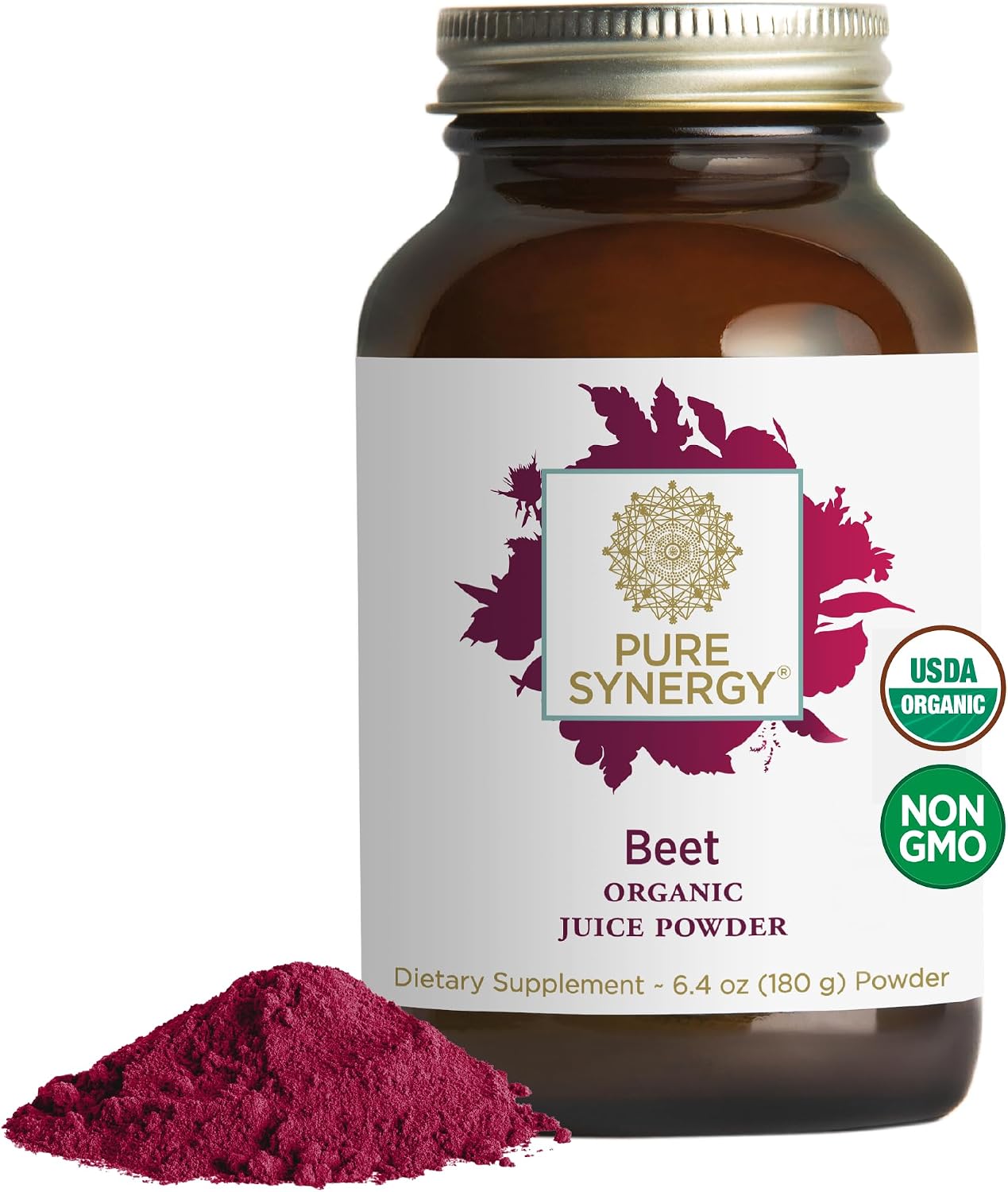 PURE SYNERGY Organic Beetroot Juice Powder - Pre-Workout Supplement for Healthy Circulation, Exercise, and Detoxification (181 g) - görsel 1