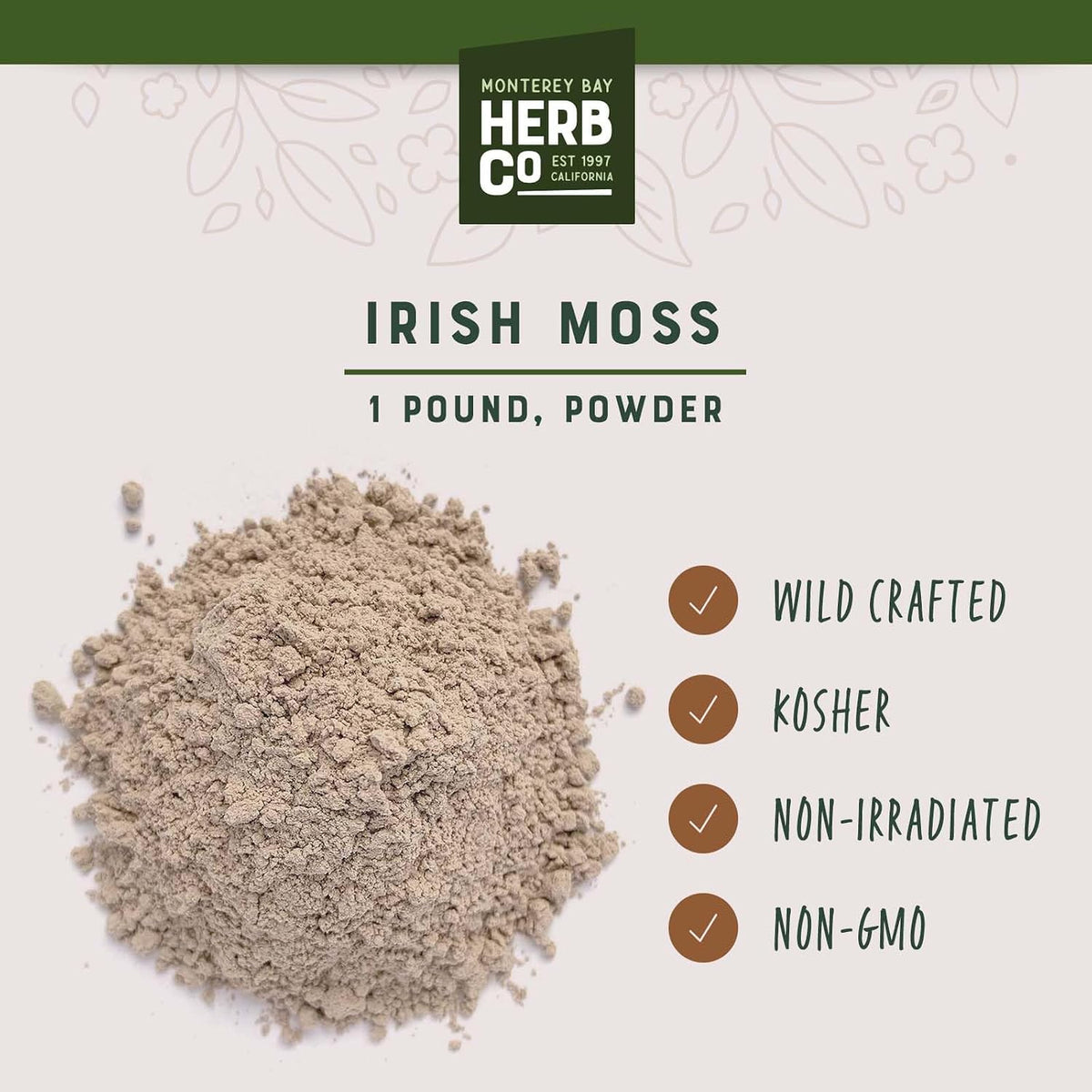 Pacific Irish Moss Powder – Wild Crafted Chondracanthus Chamissoi, Carrageen, Kosher, 1 lb (454 g) - görsel 3