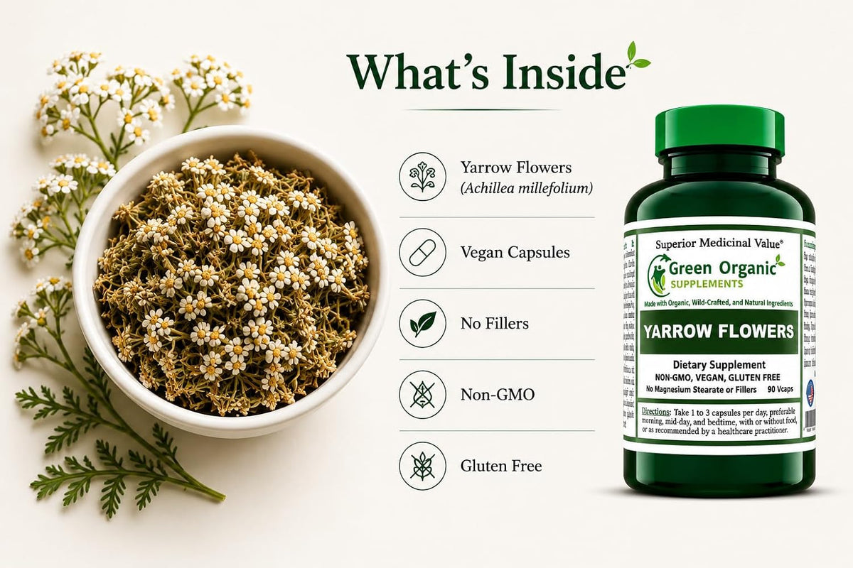 Yarrow Flower, 90 Vegan Capsules, Non-GMO, Gluten-free - görsel 4