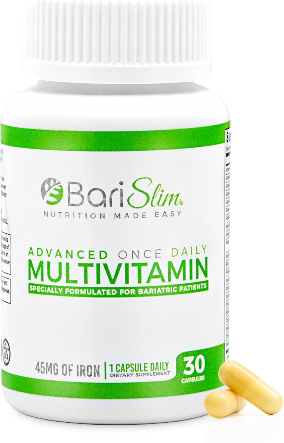 BariSlim Advanced Once Daily Bariatric Multivitamin Capsule - 45 mg of Iron - 90 Day Supply - görsel 9