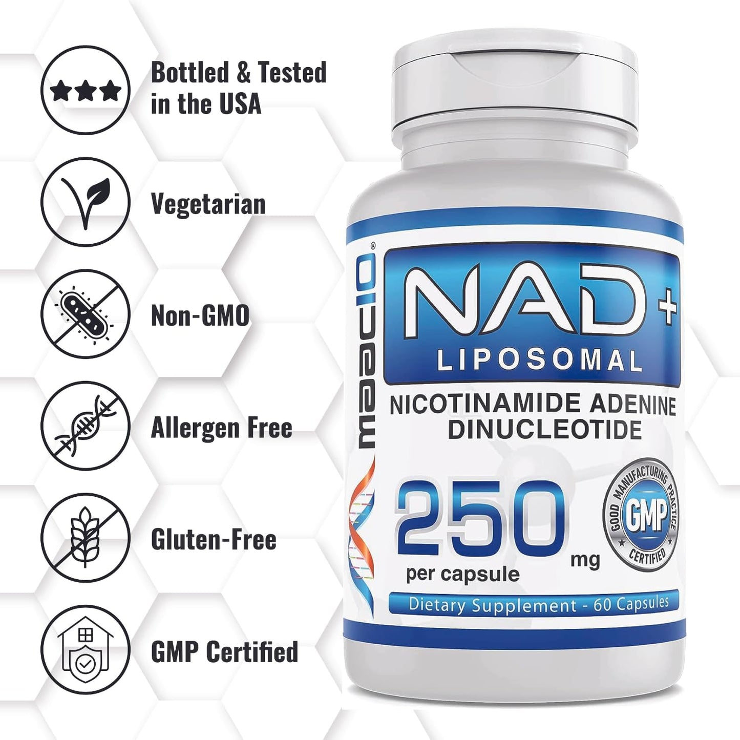 MAAC10 Liposomal NAD+ Supplement 500mg Serving (2x250mg Capsules) Actual Nicotinamide Adenine Dinucleotide - görsel 6