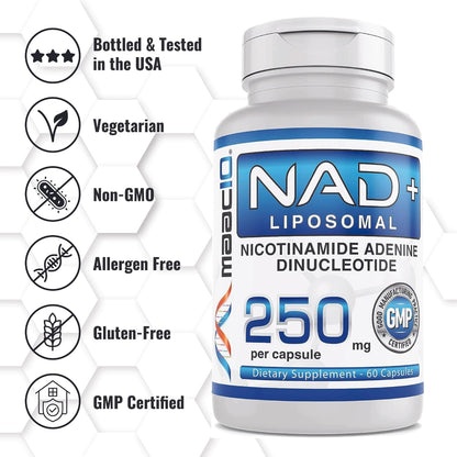 MAAC10 Liposomal NAD+ (180 Capsules) – Supports Energy & Reduces Fatigue, Non-GMO, Gluten-free, Vegan (3 Pack)