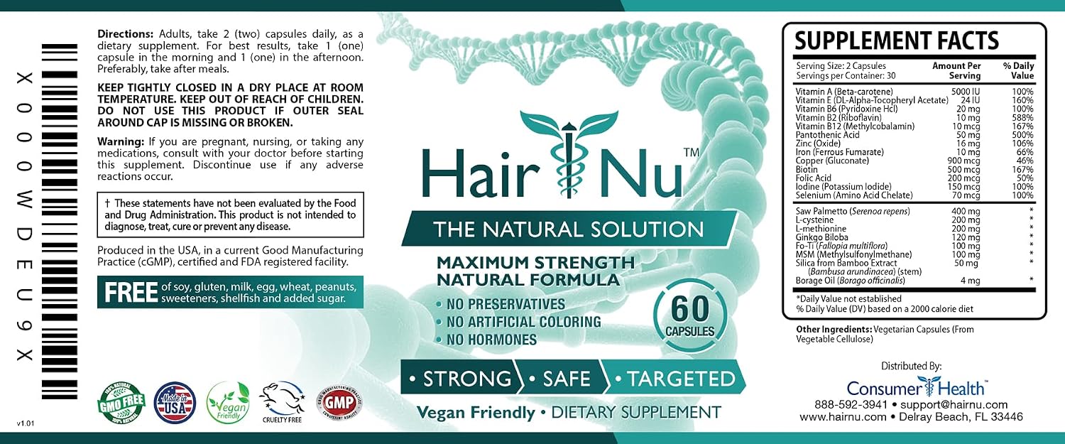Natural Hair Growth Solution – Dietary Supplement, 60 Capsules - görsel 4
