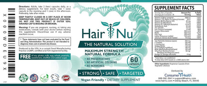 Natural Hair Growth Solution – Dietary Supplement, 60 Capsules