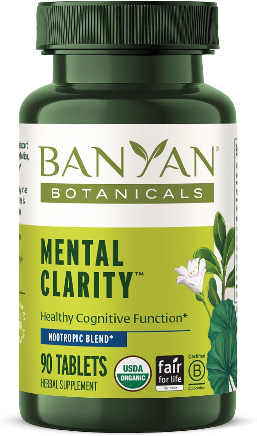 Banyan Botanicals Organic Mental Clarity – Herbal Support for Alertness and Focus – 90 Tablets - görsel 1