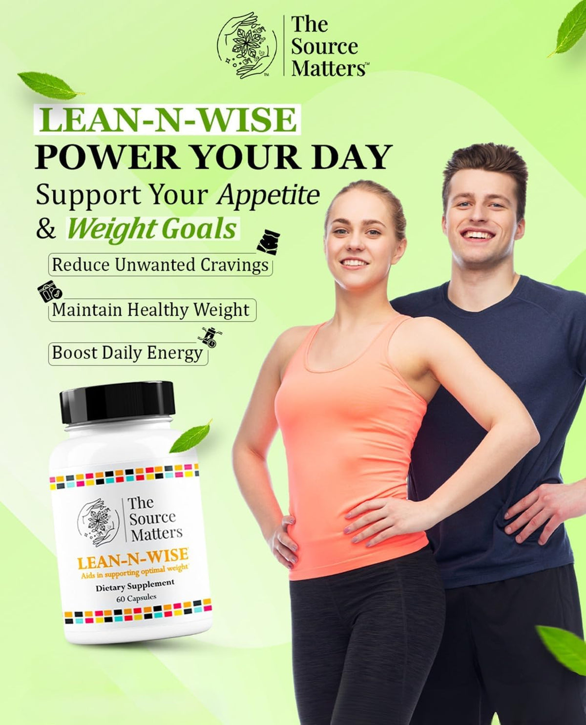 Lean-N-Wise Digestion & Energy Support with Green Coffee Bean, Hibiscus, Lemon Verbena & Magnesium Citrate | Plant-Based Formula for Daily Wellness (60 Capsules) - görsel 5