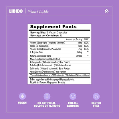 Health by Habit Libido Blend 2 Pack (60 Capsules) - Herbal Supplement with Maca & Ashwagandha, Vegan, Non-GMO, Sugar-Free