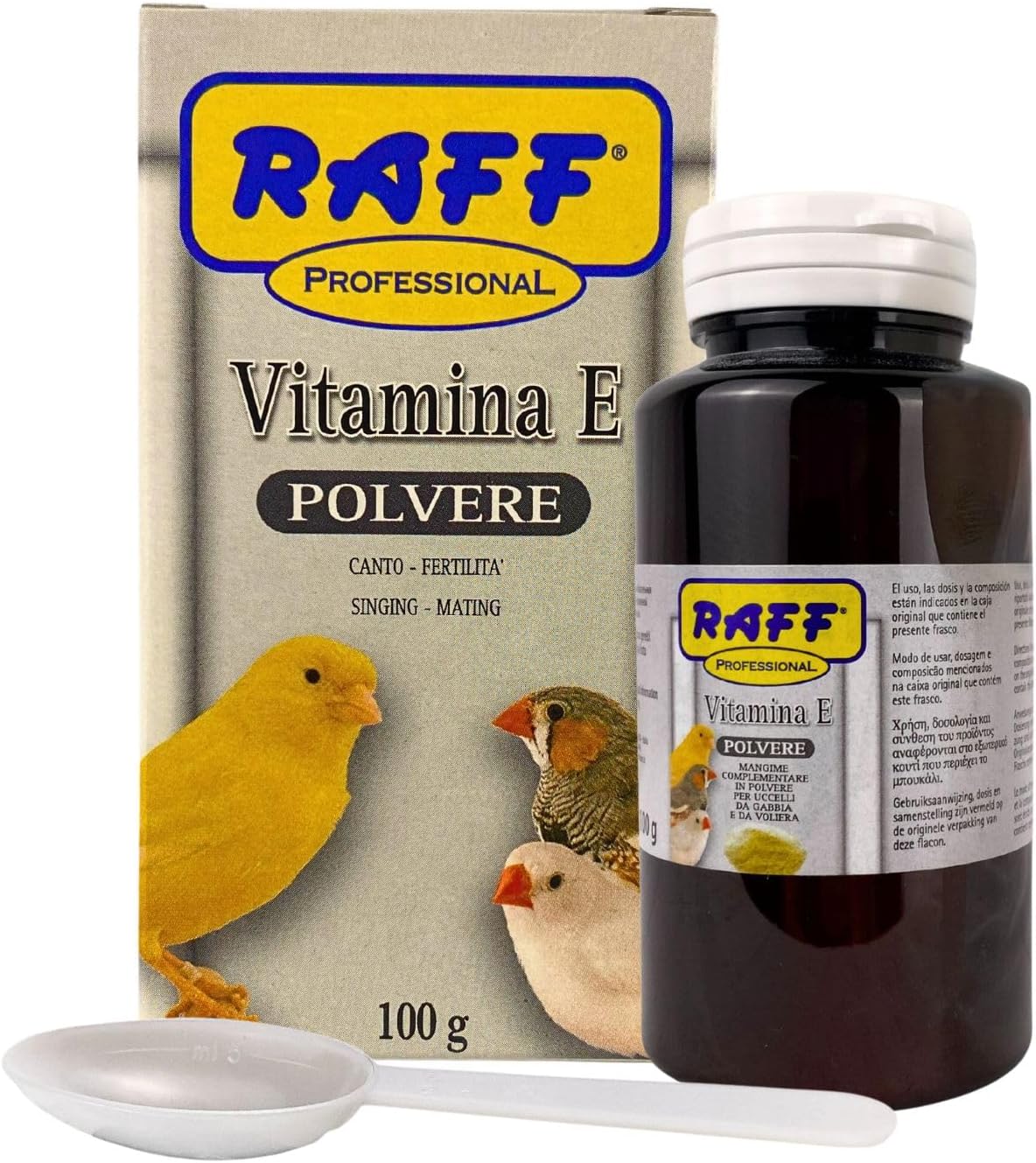 Raff Vitamin E Powder for Birds 100g – Powdered Vitamin E Supplement for Singing, Fertility and Breeding - görsel 1