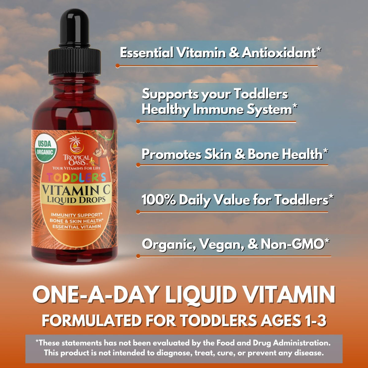 Tropical Oasis USDA Organic Toddler Vitamin C Drops - Banana Flavour - görsel 5