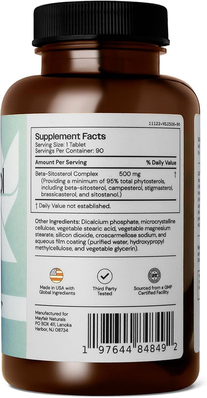 Mayfair Naturals Beta Sitosterol Complex, 500mg, Plant Sourced, 90 Tablets