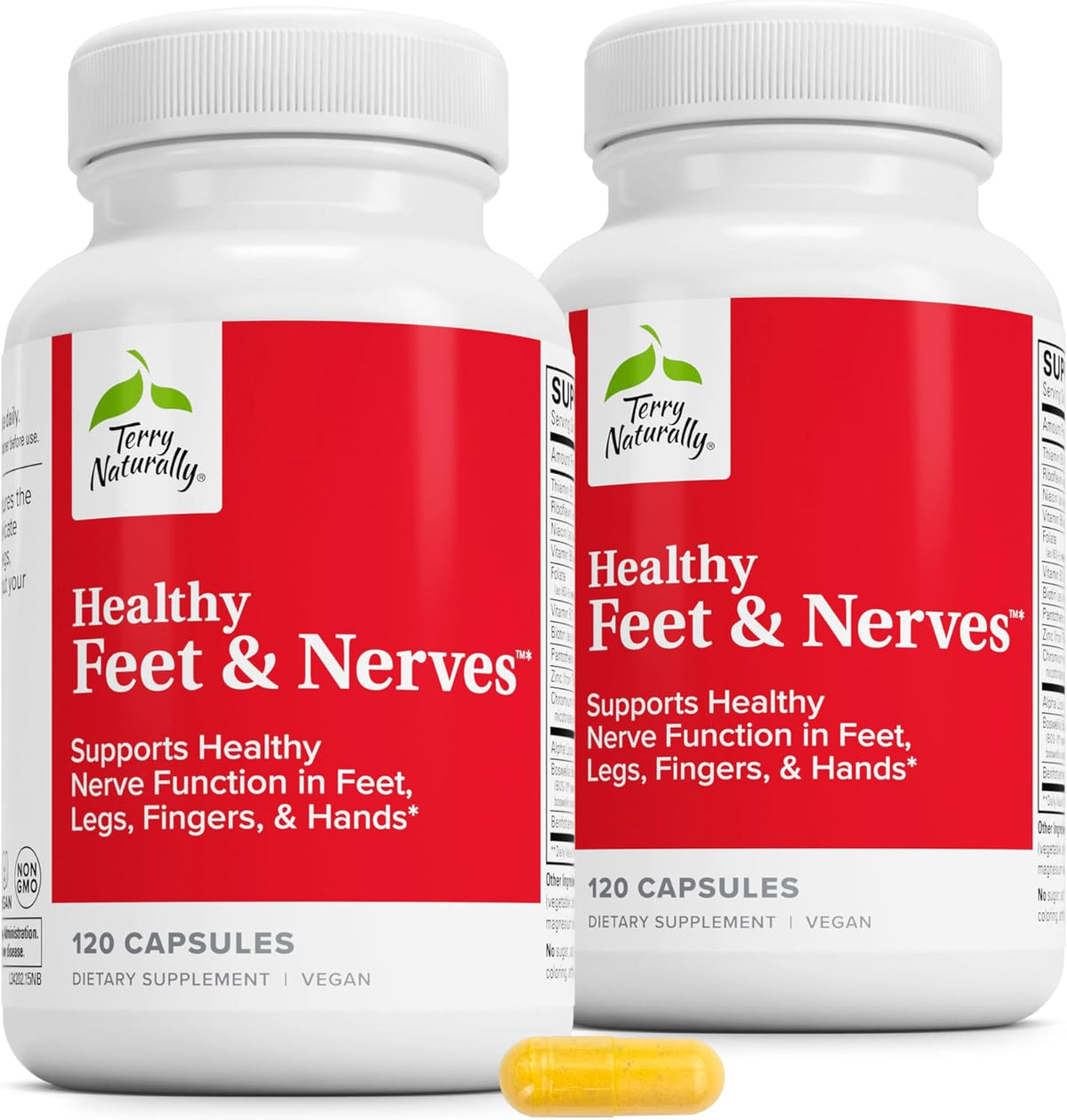 Terry Naturally Healthy Feet & Nerves – Herbal Supplement with Bioactive Vitamin B12 – 120 Vegan Capsules (Pack of 2) - görsel 1