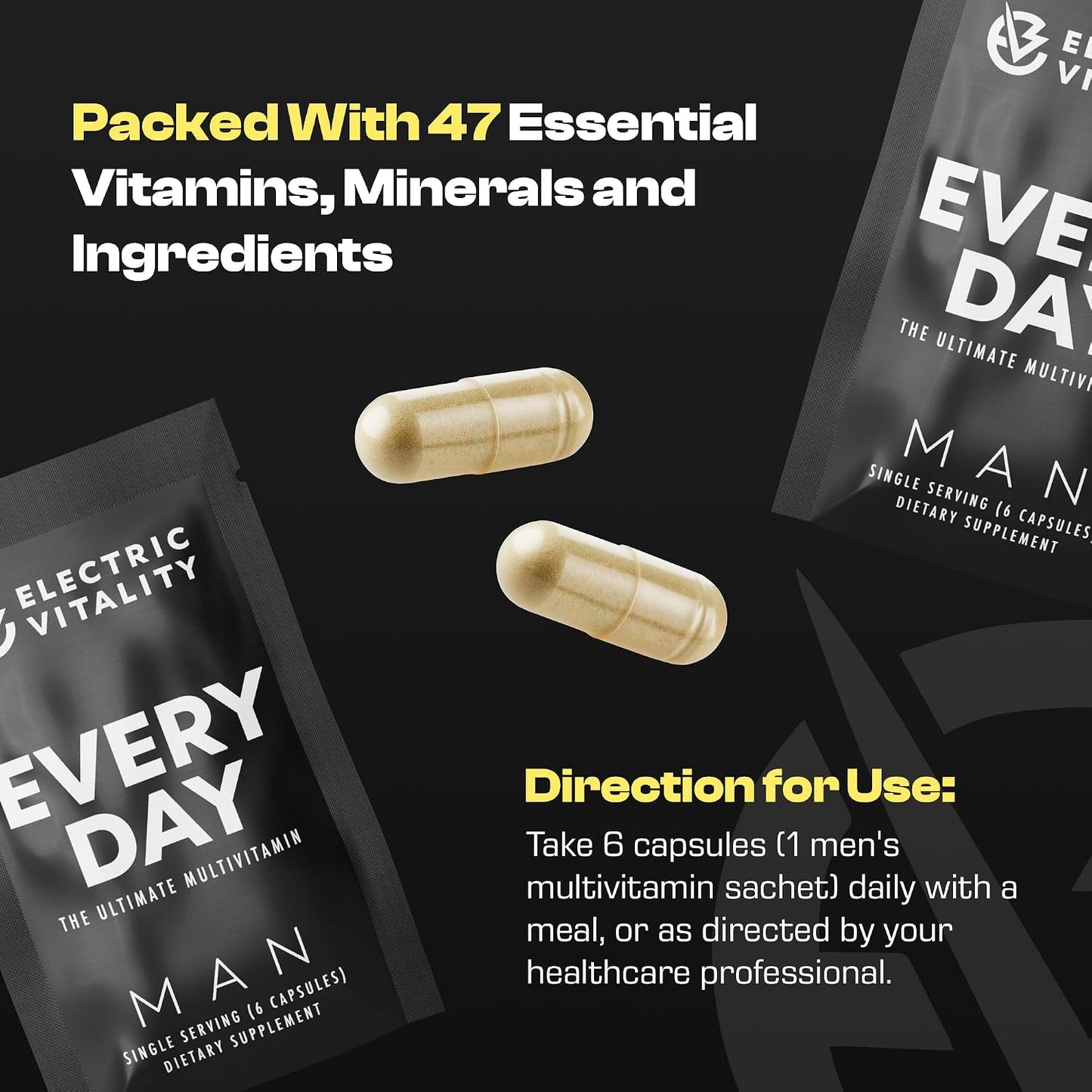 ELECTRIC VITALITY Multivitamins for Men - All in One Pack for Energy and Focus, 30 Packs - görsel 4