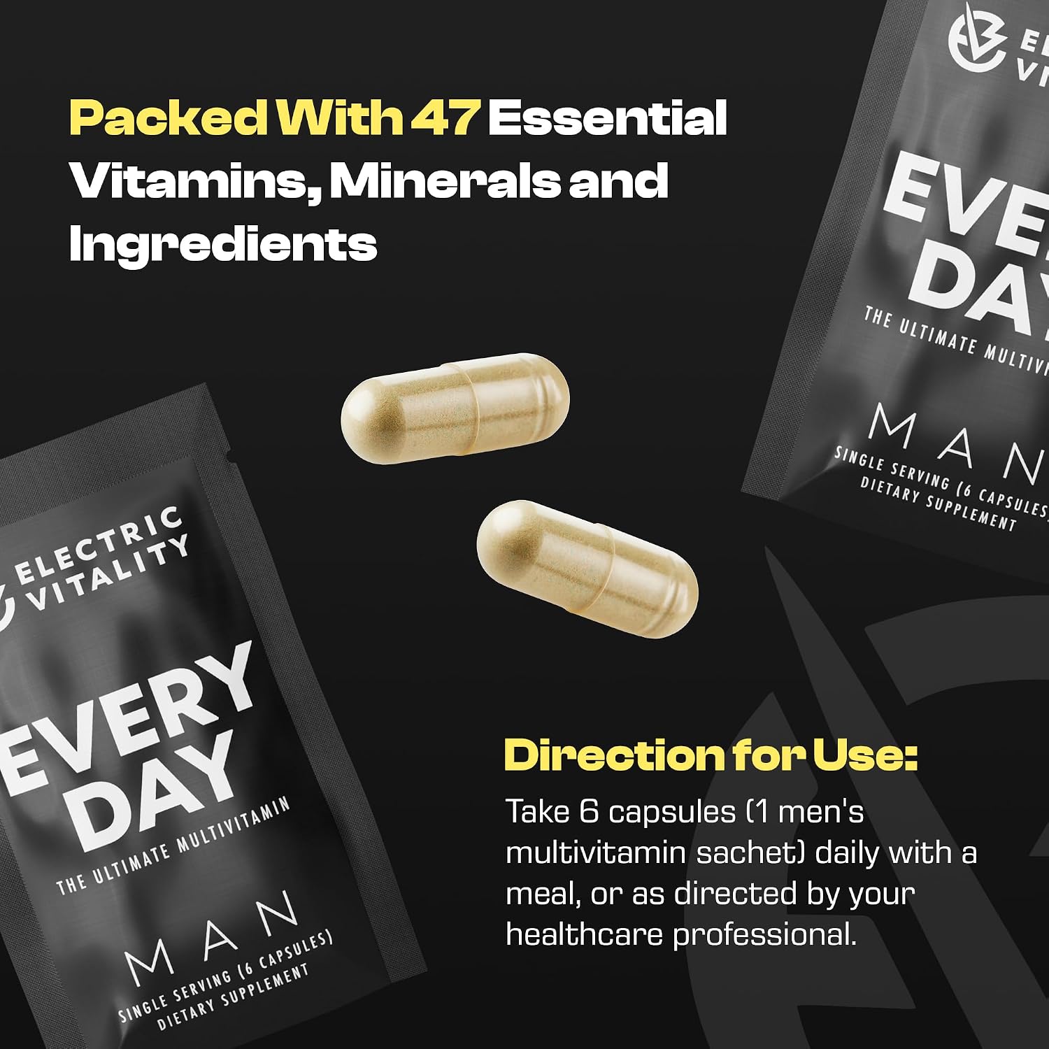 ELECTRIC VITALITY Multivitamins for Men - All in One Pack for Energy and Focus, 30 Packs - görsel 4