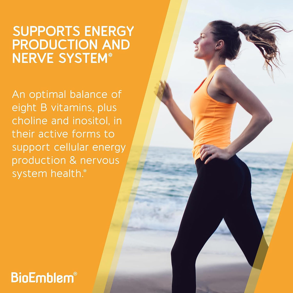 BioEmblem Vitamin B-Complex - All 8 Active Forms with Methyl Folate, Methyl B12, B6, Biotin Plus Choline Inositol - 90 Capsules - görsel 2