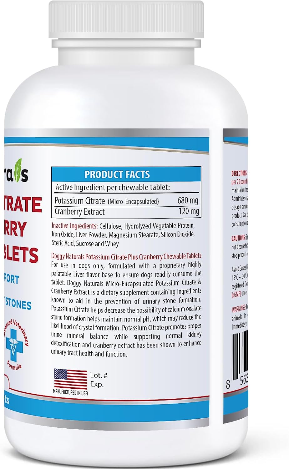 Potassium Citrate Plus Cranberry Supplement for Dogs (100 Tablets) – Urinary Tract Support – Helps Deter Formation of Calcium Oxalate Stones – Deters Bladder & Kidney Stones (Made in the USA) - görsel 3