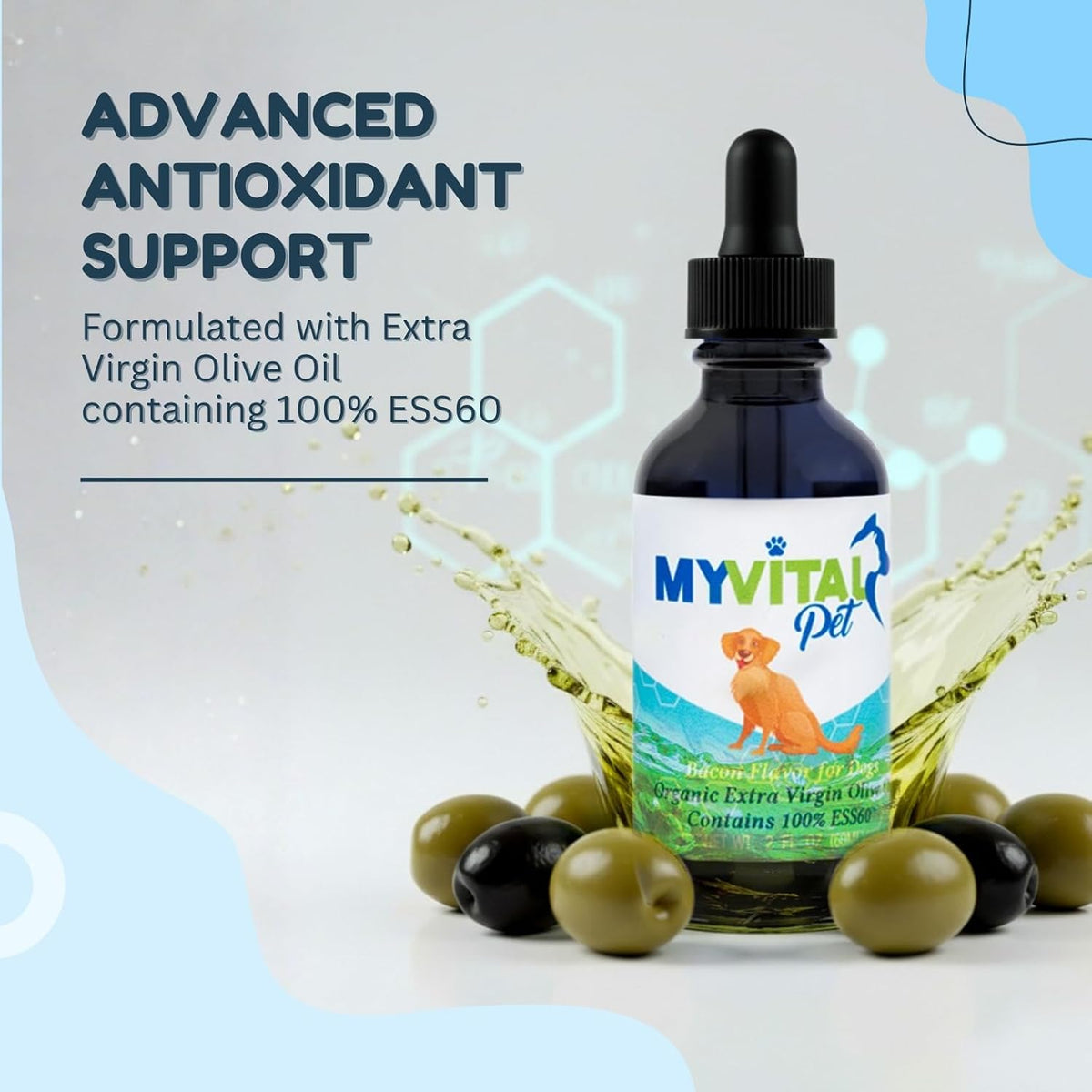 MyVitalC ESS60 Organic Extra Virgin Olive Oil with Bacon Flavour for Dogs (60 ml) - görsel 3