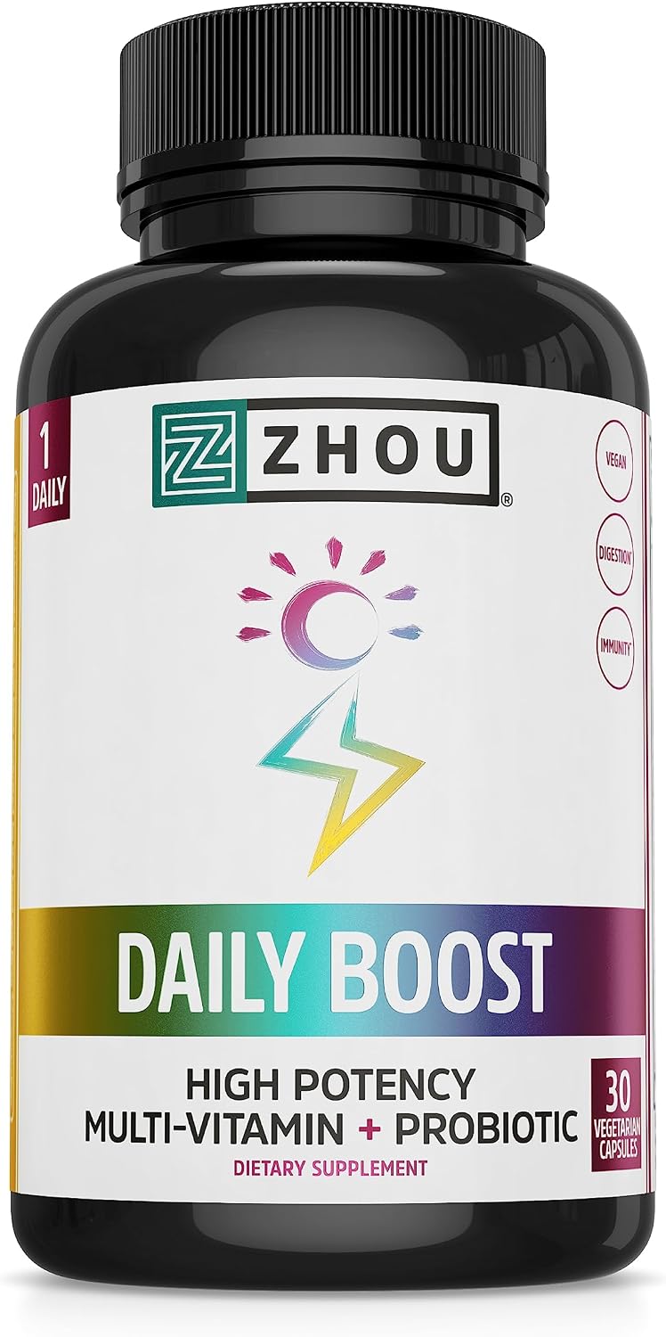Zhou Daily Boost – Probiotic Multivitamin for Women and Men, for Immune Support and Energy | 30 Vegetarian Capsules - görsel 1