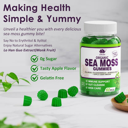 Sea Moss Gummies – Irish Sea Moss Supplement with Bladderwrack, Burdock Root & Apple Cider Vinegar (2-Pack)