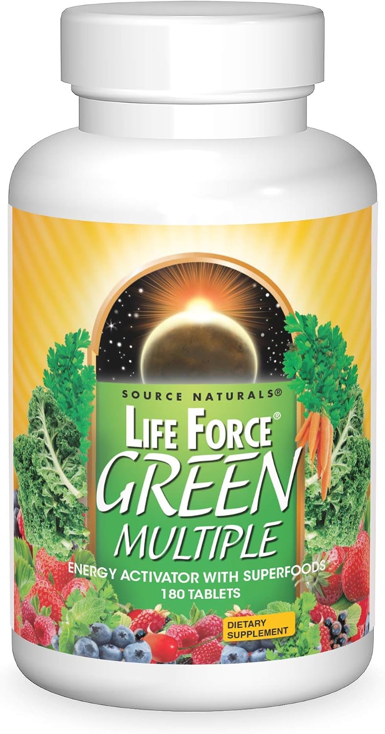 Source Naturals Life Force Green Multiple, Energy Activator with Superfoods - 180 Tablets - görsel 1