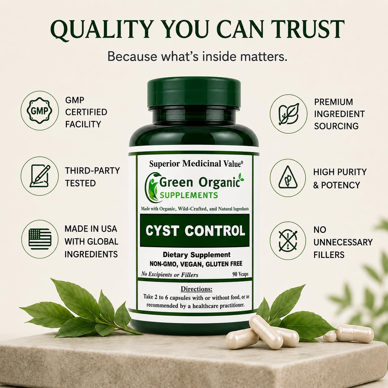 Green Organic Supplements Breast Cyst Support - 90 Vegetable Capsules - görsel 5