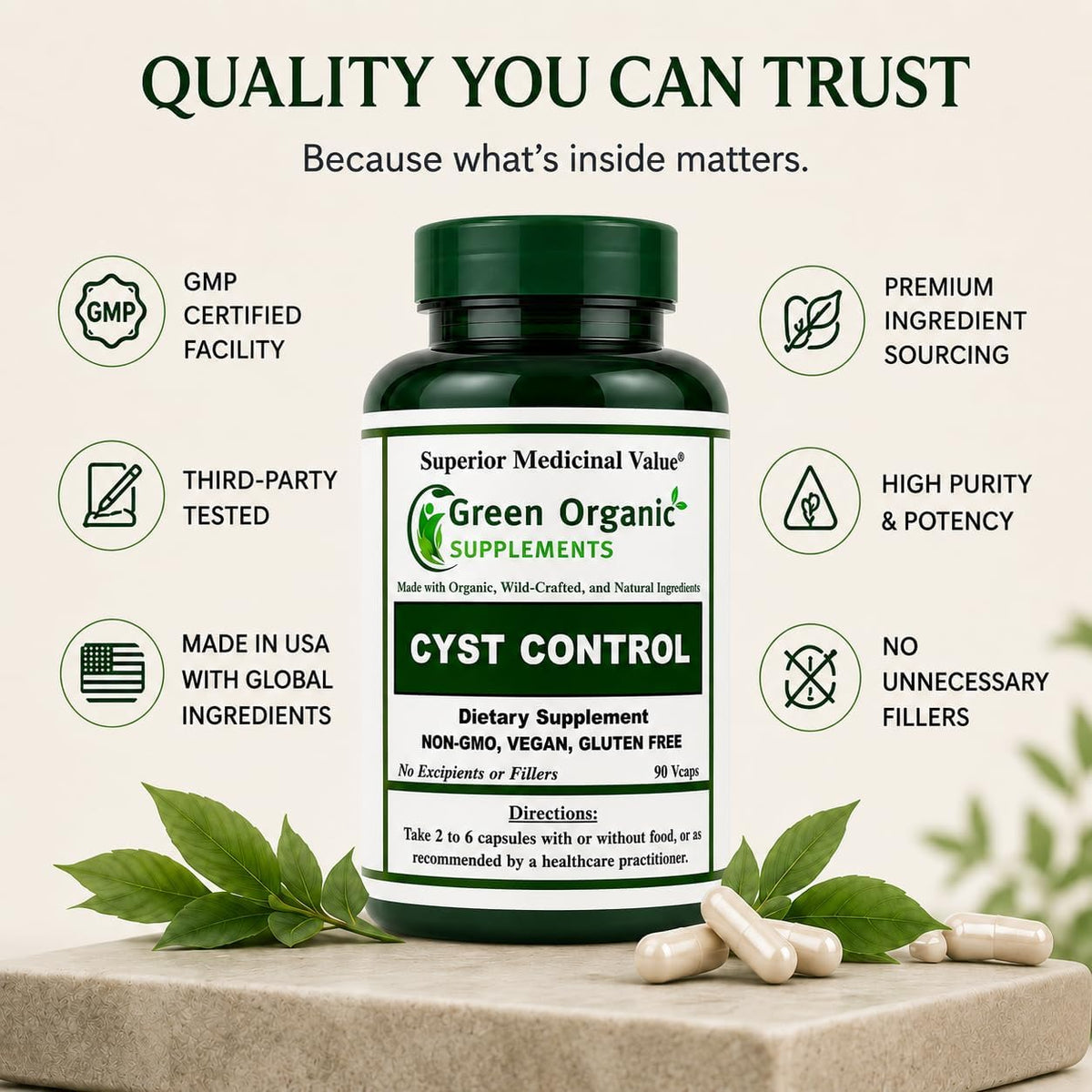 Green Organic Supplements Breast Cyst Support - 90 Vegetable Capsules - görsel 5