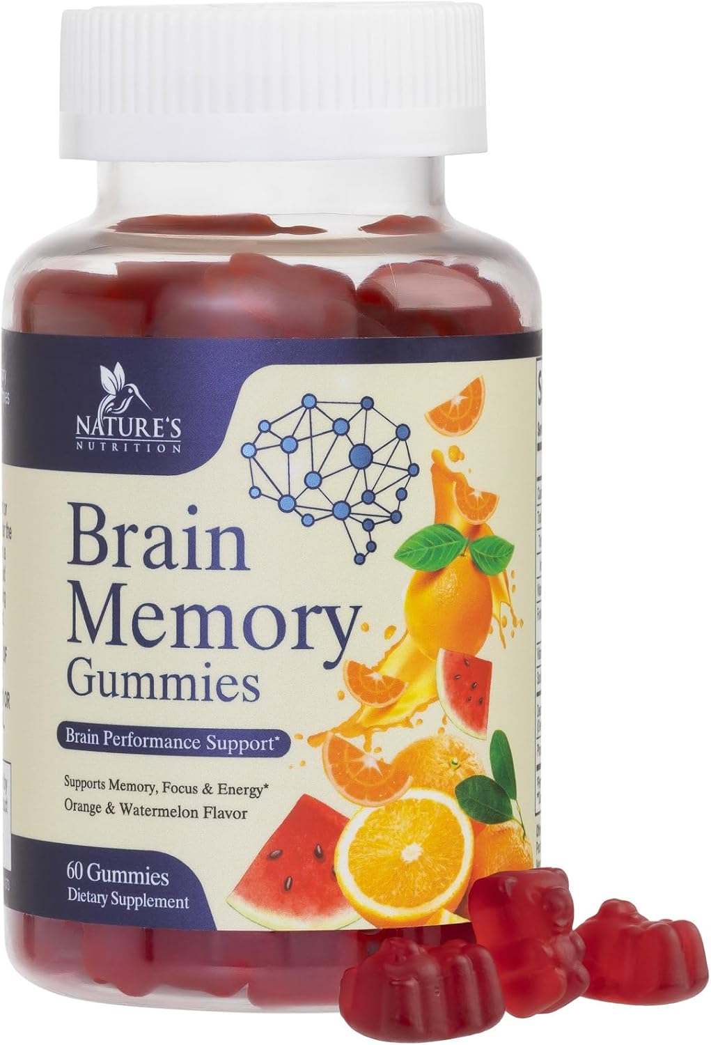 Brain Supplement Gummies - 3X Strength with Phosphatidylserine, B6, B12 & Nootropics for Memory, Focus, Concentration - 60 Gummies - görsel 1