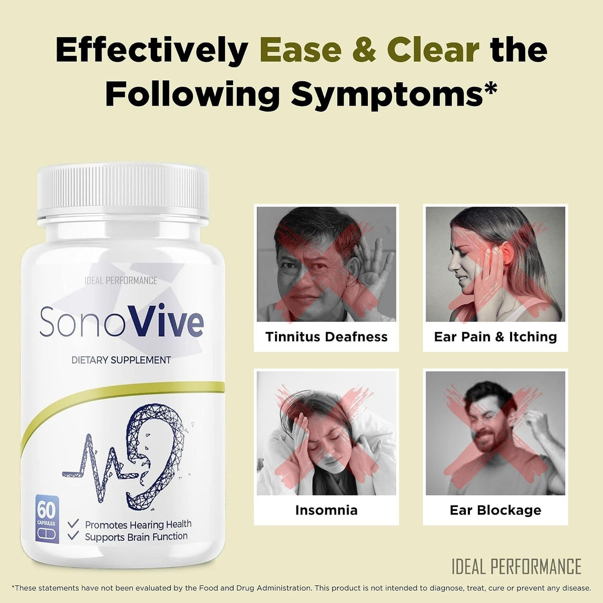 IDEAL PERFORMANCE Sonovive Hearing Support Capsules (3 Pack, 180 Capsules) - görsel 5