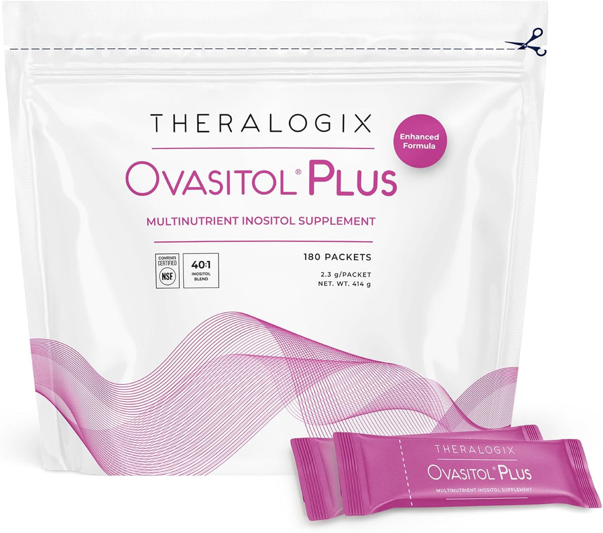 Theralogix Ovasitol Plus Metabolic Health Supplement - Myo-Inositol & D-Chiro Inositol+Chromium Picolinate+Alpha-lactalbumin & Vitamin D - 90-Day Supply - Unflavoured - 180 Count - görsel 1