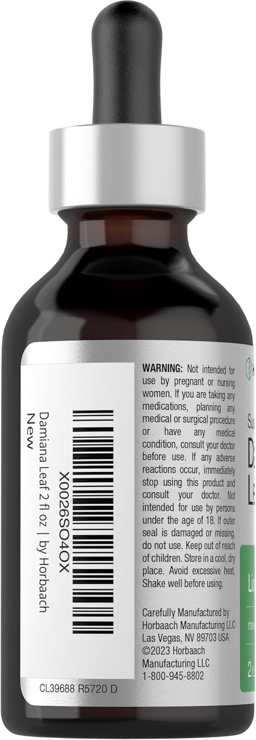 Horbäach Damiana Leaf Herb Tincture - 59 ml Super Concentrated Alcohol-Free Liquid Extract - Vegetarian, Non-GMO & Gluten-free - görsel 3