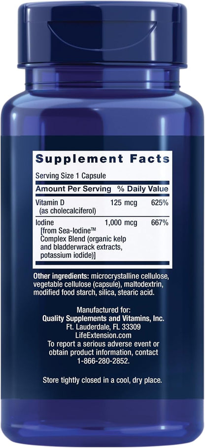Life Extension Vitamin D3 with Sea-Iodine, 125 mcg (5000 IU), 60 Capsules