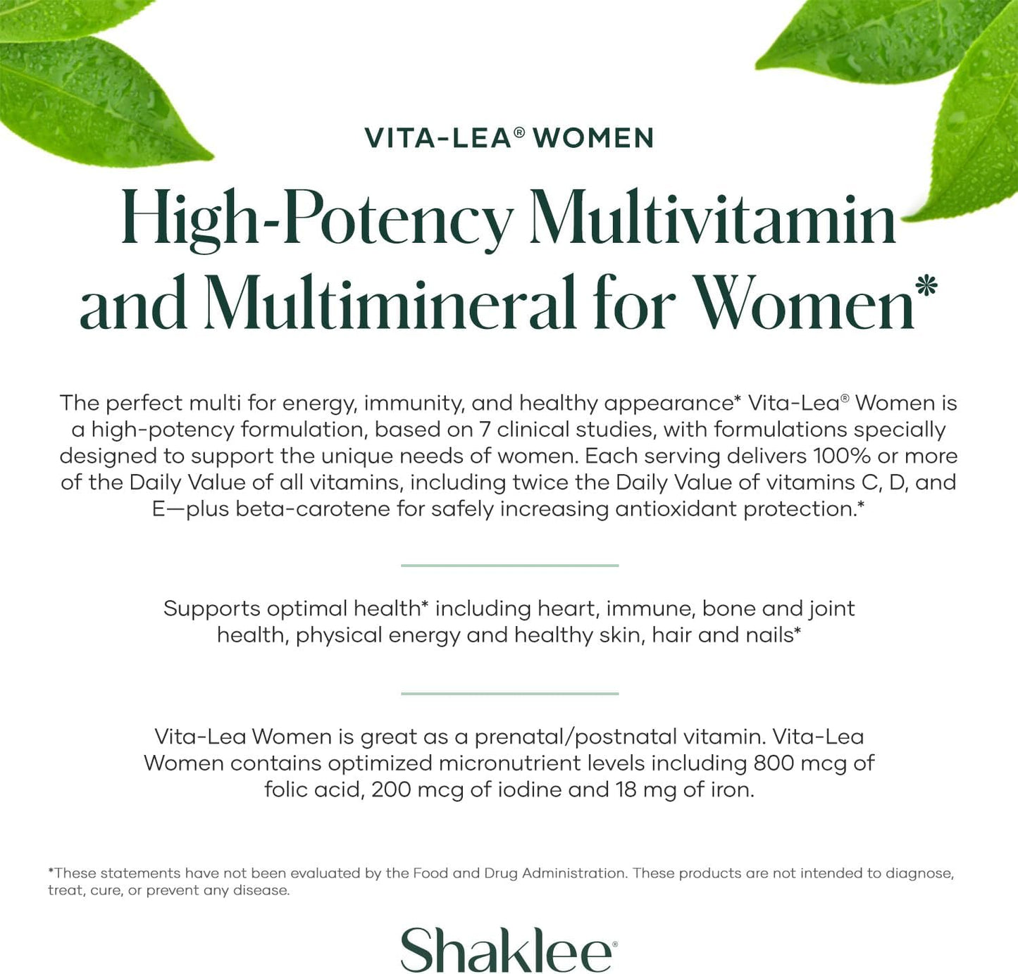 Shaklee Vita-Lea Women High-Potency Multivitamin & Multimineral – 240 Tablets - görsel 4