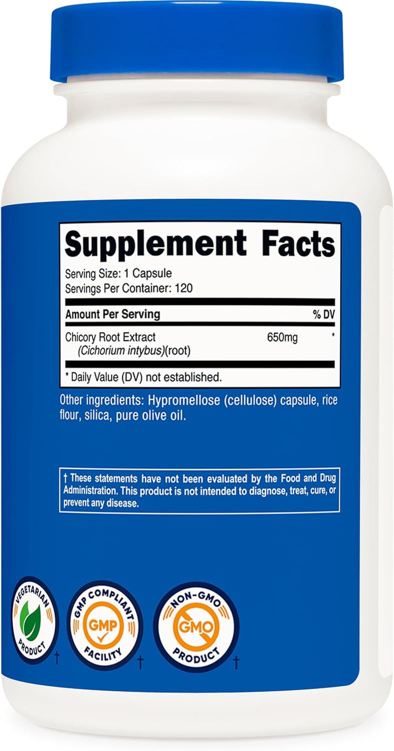 Nutricost Chicory Root 650mg - 120 Plant-Based Capsules - görsel 5