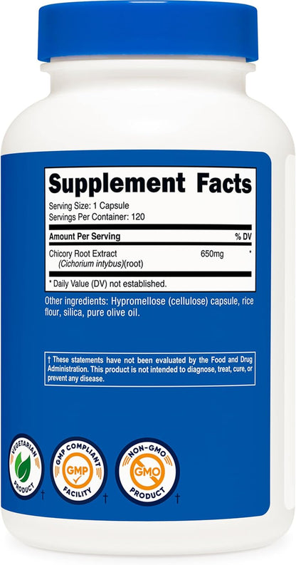 Nutricost Chicory Root 650mg - 120 Plant-Based Capsules