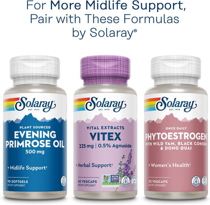 SOLARAY Red Clover 375 mg | Traditional Herbal Support for Women | Non-GMO & Vegan | 100 VegCaps