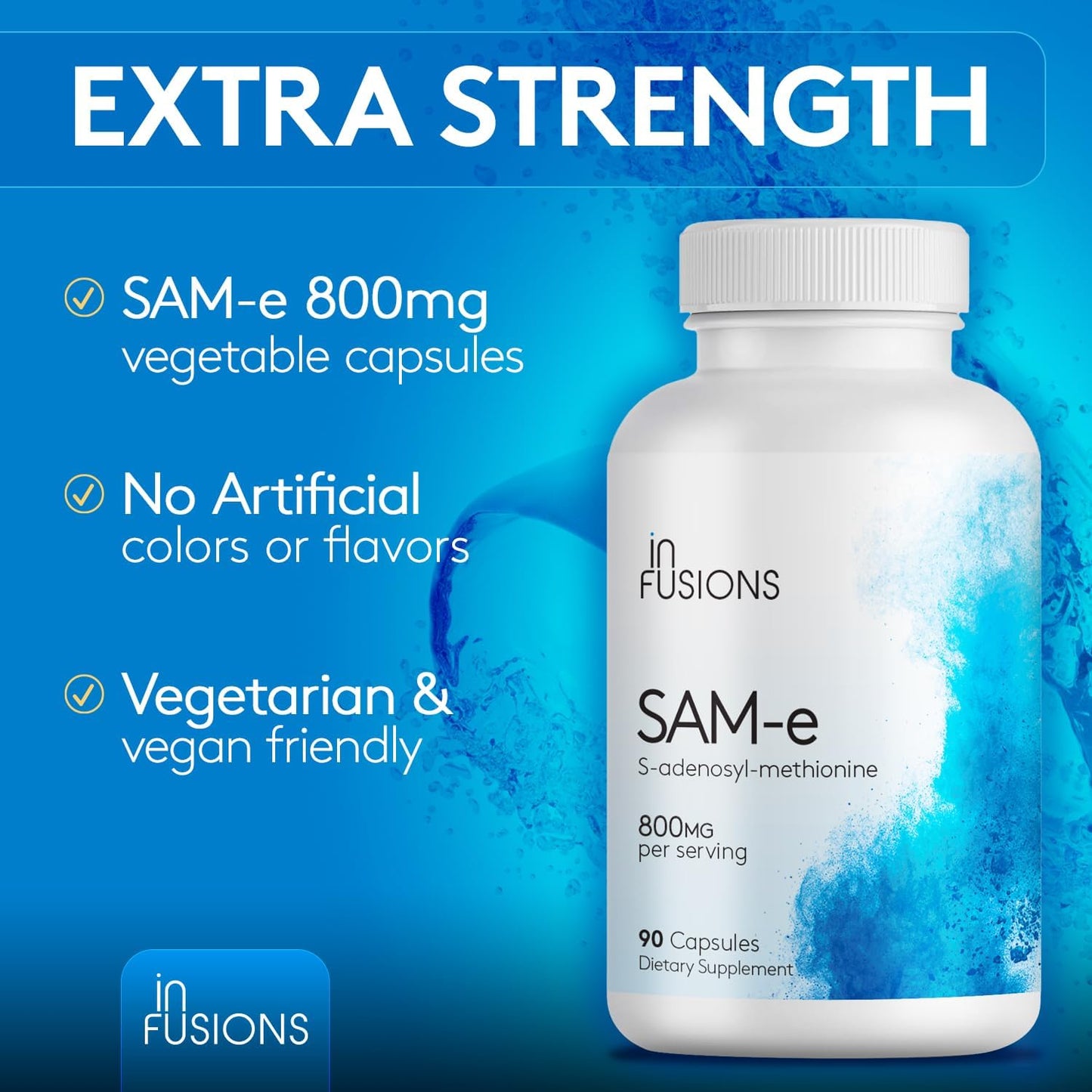 Infusions Pure SAM-e 800mg – 90 Vegetable Capsules (Extra-Strength, Gluten-free, Non-GMO) - görsel 6