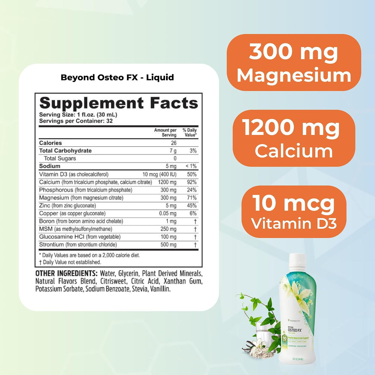 Youngevity Beyond Osteo-FX Liquid - Calcium & Magnesium with Vitamin D3, Zinc, MSM, Glucosamine & 77 Trace Minerals (946 ml, Pack of 4) - görsel 3