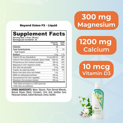 Youngevity Beyond Osteo-FX Liquid - Calcium & Magnesium with Vitamin D3, Zinc, MSM, Glucosamine & 77 Trace Minerals (946 ml, Pack of 4)